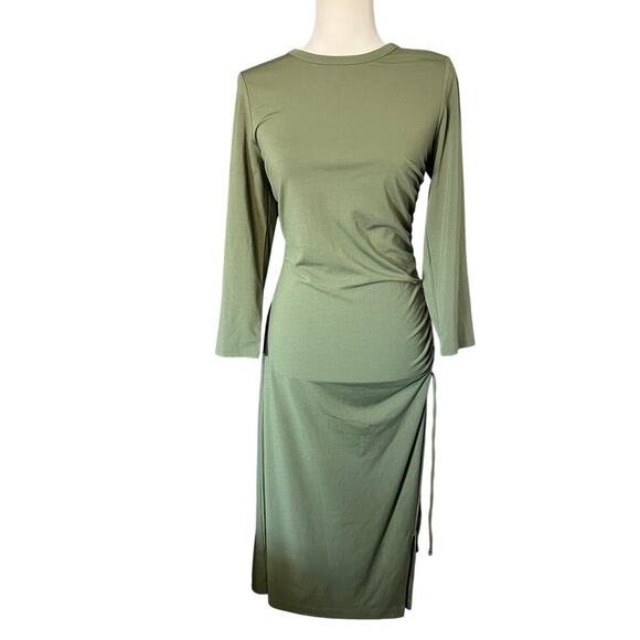 Banana Republic Woman’s Soft Ponte Side Ruched Olive T-Shirt Dress- Size Tall M - Picture 8 of 8